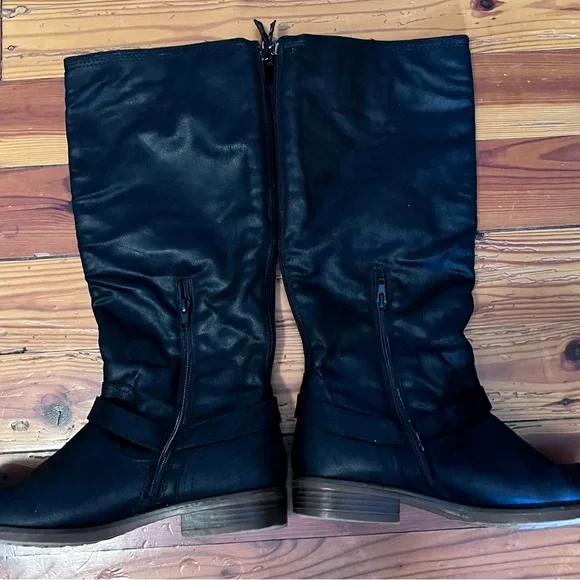 XOXO Black leather boots size 9 - Picture 4 of 12